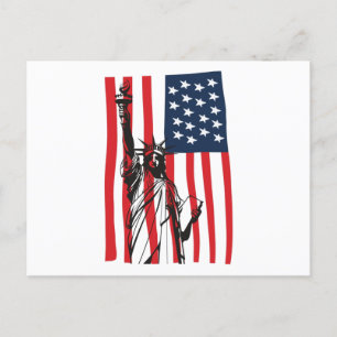 New York NYC Statue of Liberty USA America Flag Postcard
