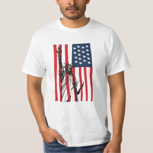 New York NYC Statue of Liberty USA America Flag T_Shirt