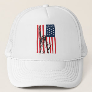 New York NYC Statue of Liberty USA America Flag Trucker Hat