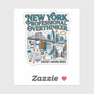 New York Overthinker Energy Saving Mode Silhouette Sticker
