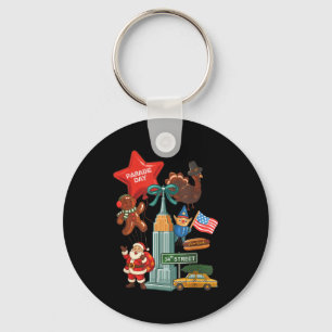 New York Parade Day Thanksgiving Santa Taxi Keychain