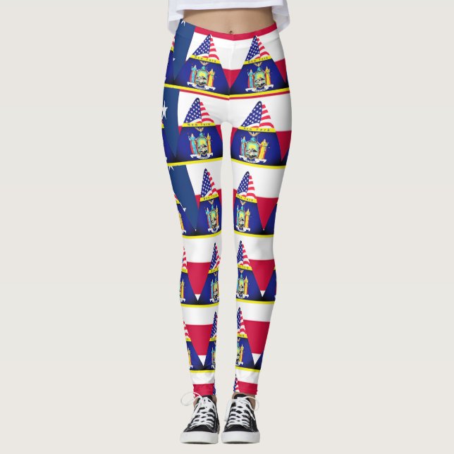 New York Patriotic Flag Fun Leggings (Front)