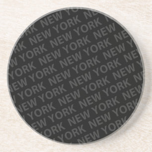 New York Pattern Dark Gray Drink Coaster