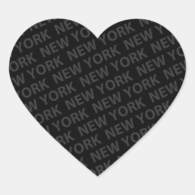 New York Pattern Dark Gray Heart Sticker (Front)