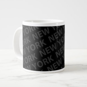 New York Pattern Dark Gray Large Coffee Mug