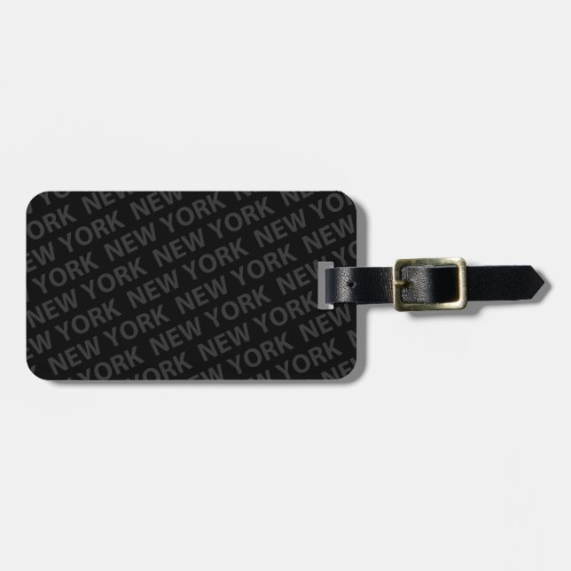 New York Pattern Dark Gray Luggage Tag (Front Horizontal)