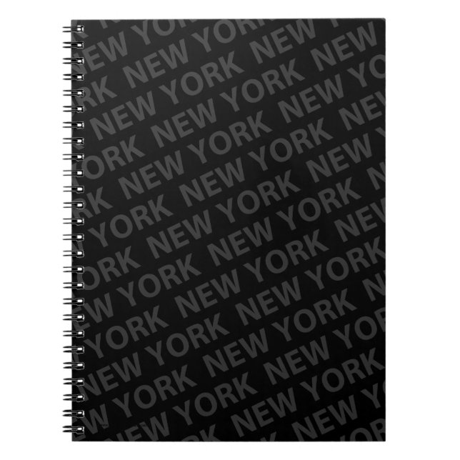 New York Pattern Dark Gray Notebook (Front)