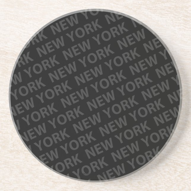 New York Pattern Dark Gray Sandstone Coaster (Front)