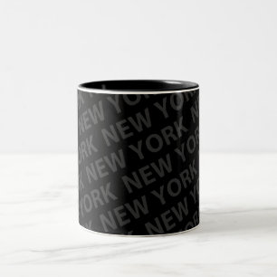 New York Pattern Dark Gray Two-Tone Coffee Mug