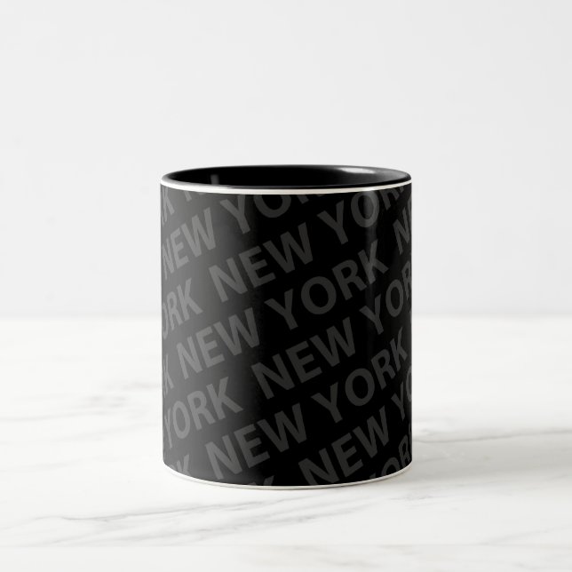 New York Pattern Dark Gray Two-Tone Coffee Mug (Center)
