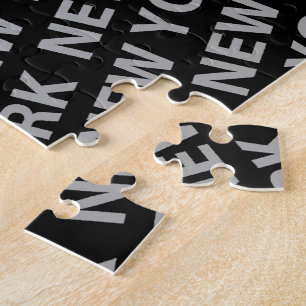 New York Pattern Gray Jigsaw Puzzle