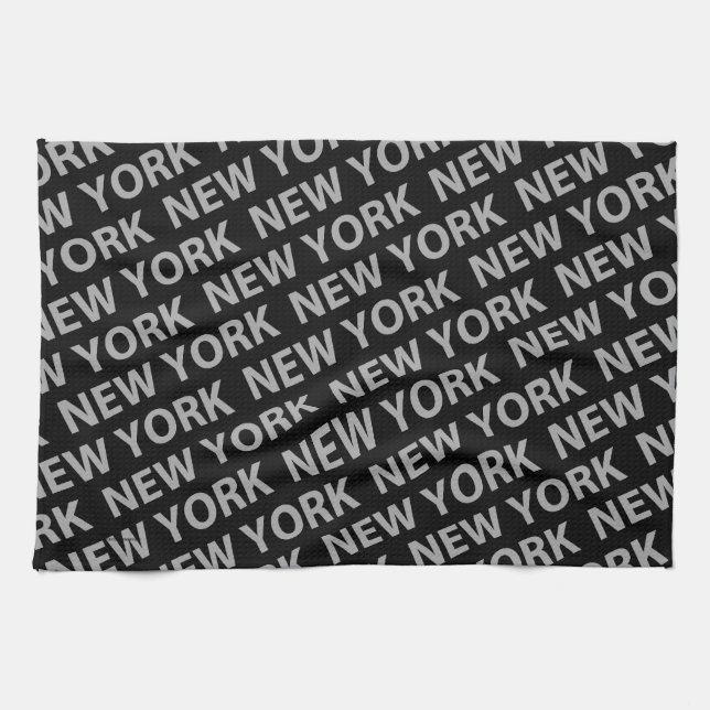 New York Pattern Gray Kitchen Towel (Horizontal)