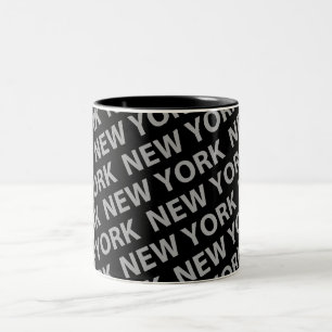 New York Pattern Gray Two-Tone Coffee Mug