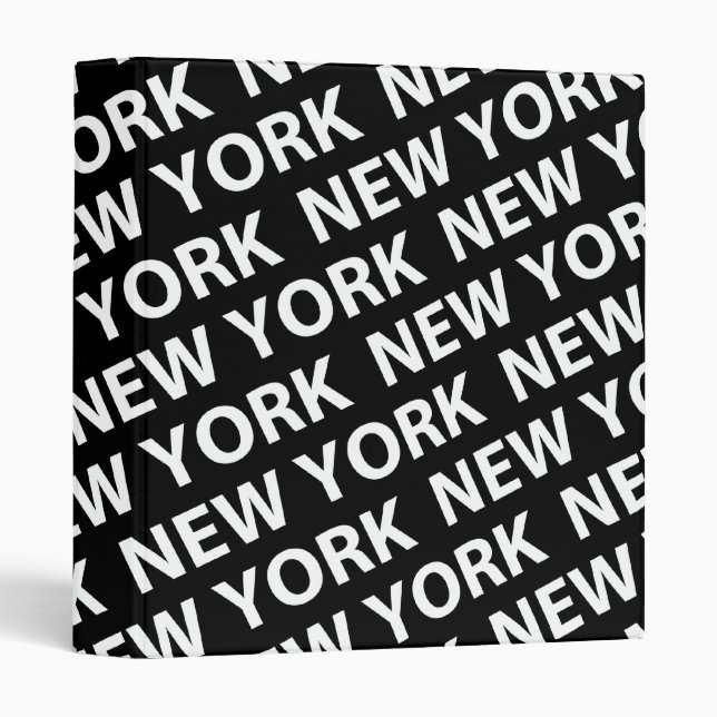 New York Pattern White 3 Ring Binder (Front/Spine)