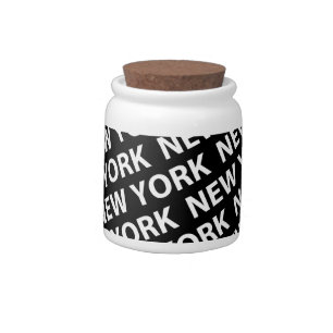 New York Pattern White Candy Jar