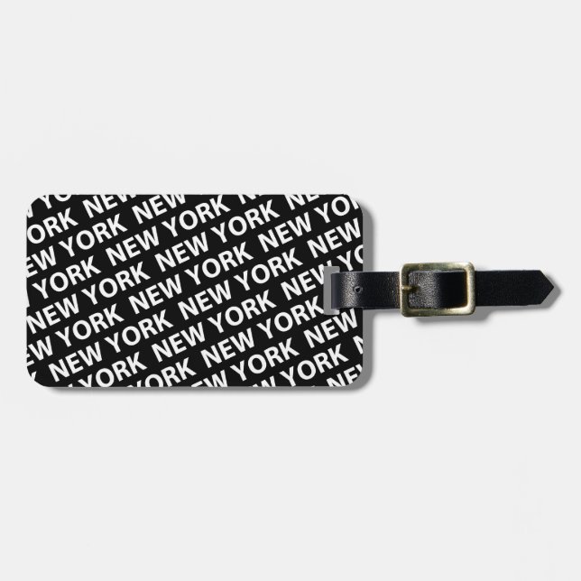 New York Pattern White Luggage Tag (Front Horizontal)