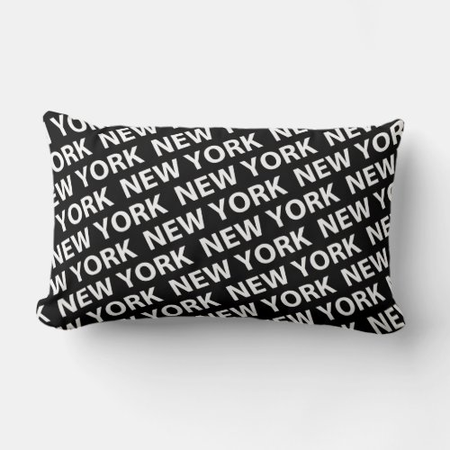 New York Pattern White Lumbar Pillow