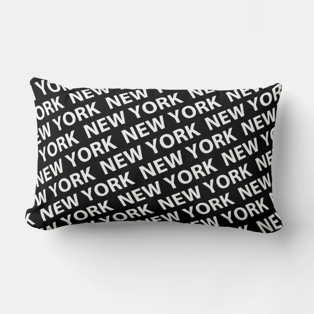 New York Pattern White Lumbar Pillow (Front)