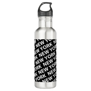 New York Pattern White Stainless Steel Water Bottle