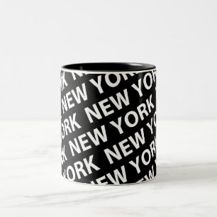 New York Pattern White Two-Tone Coffee Mug