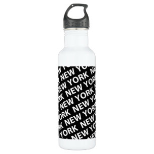 New York Pattern White Water Bottle