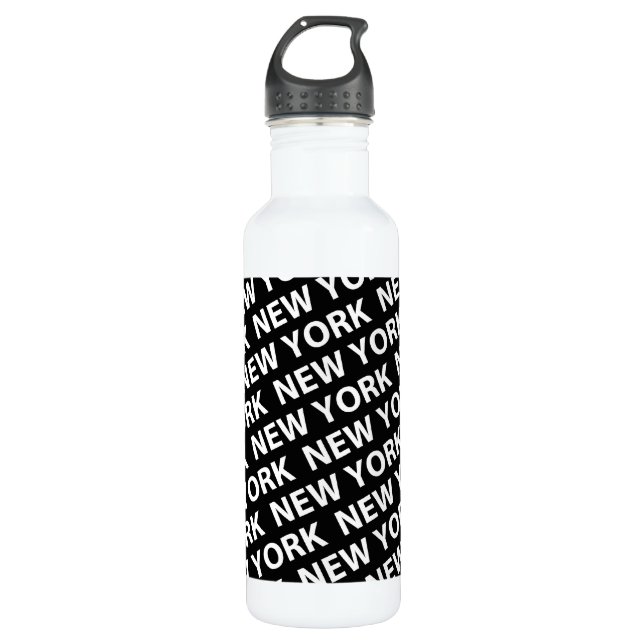 New York Pattern White Water Bottle (Front)
