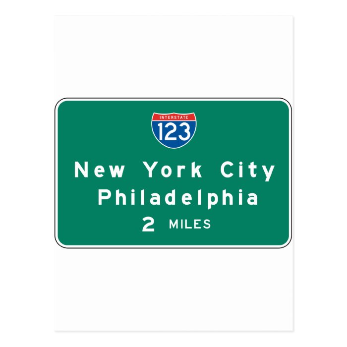 New York Philadelphia Highway Sign Post Cards