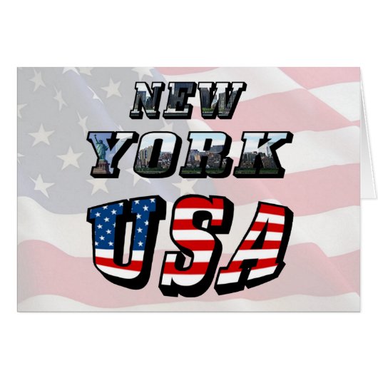 New York Picture and USA Flag Text Cards (Front Horizontal)