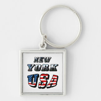 New York Picture and USA Flag Text Keychain
