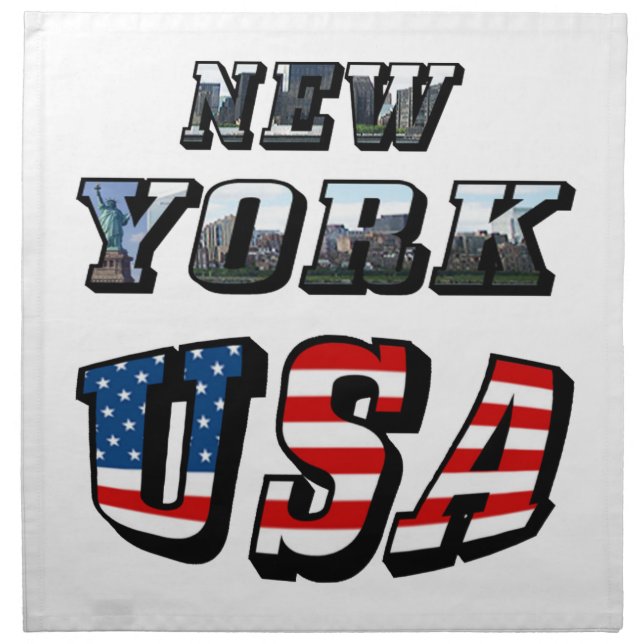 New York Picture and USA Flag Text Napkin (Front)