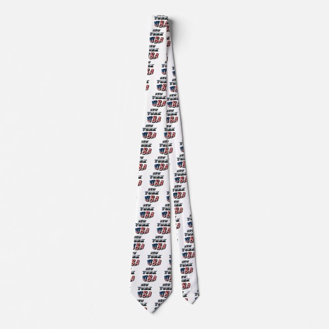 New York Picture and USA Flag Text Neck Tie (Front)