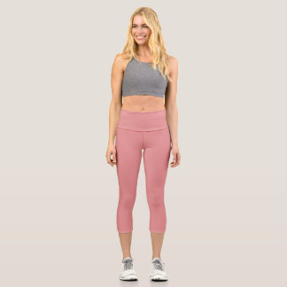 New York Pink Solid Plain Color Capri Leggings