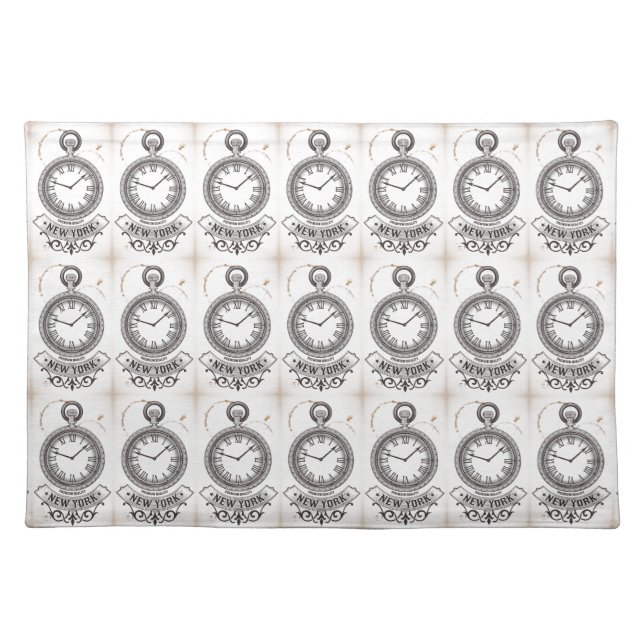 New York Pocket Watch Cloth Placemat (Front)