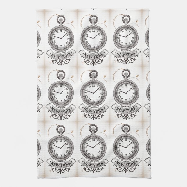 New York Pocket Watch Kitchen Towel (Vertical)