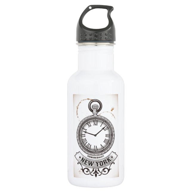 New York Pocket Watch Water Bottle (Front)