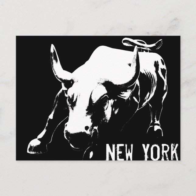 New York Postcard Bull Statue NYC Souvenir Card (Front)