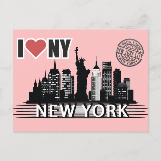 New York Postcard - Skyline & Big Apple Motiv (Front)