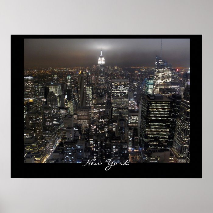 New York Poster Cityscape New York Night Print