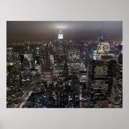 New York Poster Cityscape New York Night Print