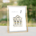New York Public Library Wedding Table Number<br><div class="desc">Chic wedding table number seating cards featuring a watercolor painting of the New York Public Library. The pairing of the painterly watercolor and the chic typography makes for a beautifully fun combo.</div>