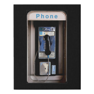 New York Public Pay Phone, Retro Phone Booth Faux Canvas Print