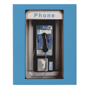 New York Public Pay Phone, Retro Phone Booth Faux Canvas Print