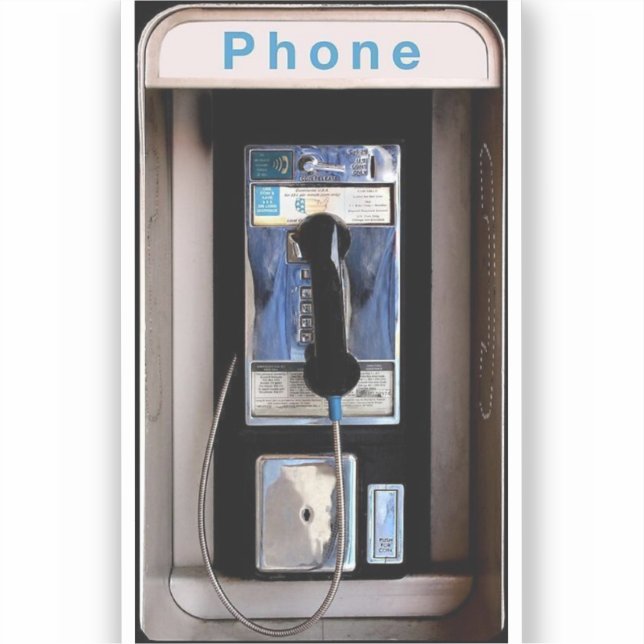 New York Public Pay Phone, Retro Phone Booth Sticker (Front)