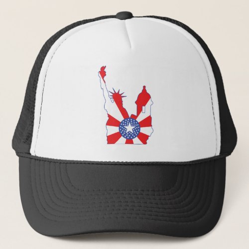 new york puerto rico symbol merged trucker hat