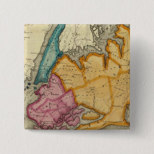 New York, Queens, Kings, Richmond counties Button (Front)