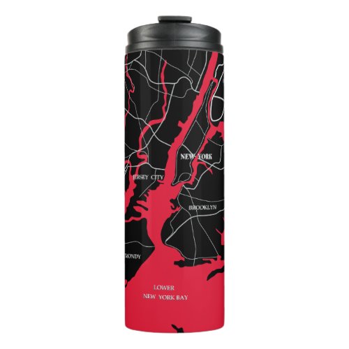 New York Red and Black Map Thermal Tumbler