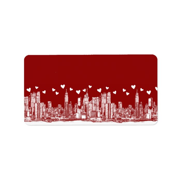 New York red hearts Personalized Address Label