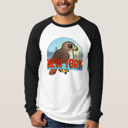 NY Red-Tailed Hawk Men's Canvas Long Sleeve Raglan T-Shirt