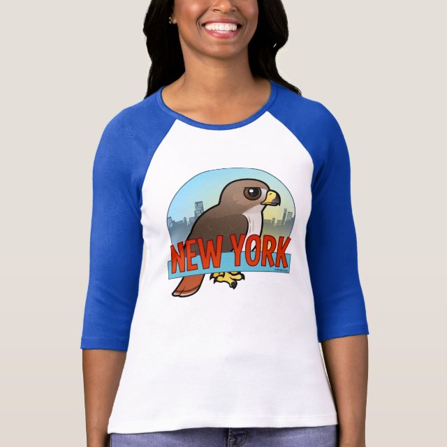 Cute Ny Red Tailed Hawk Ladies Raglan Fitted T Shirt