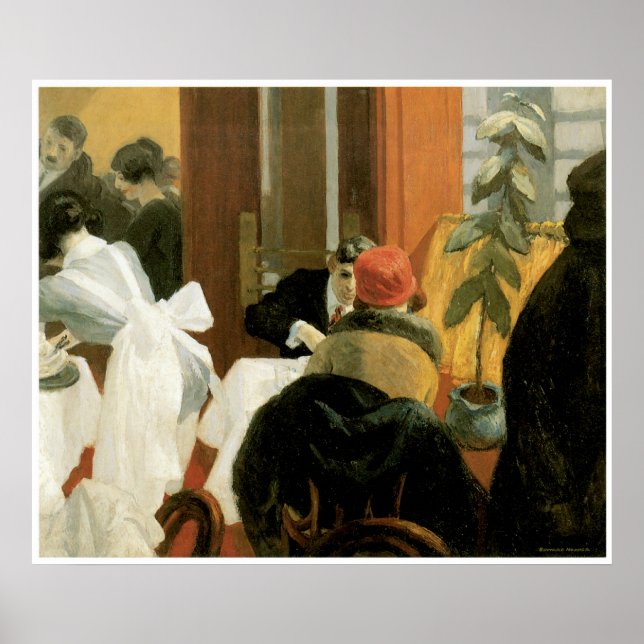 New York Restaurant c. 1922, Edward Hopper Poster (Front)